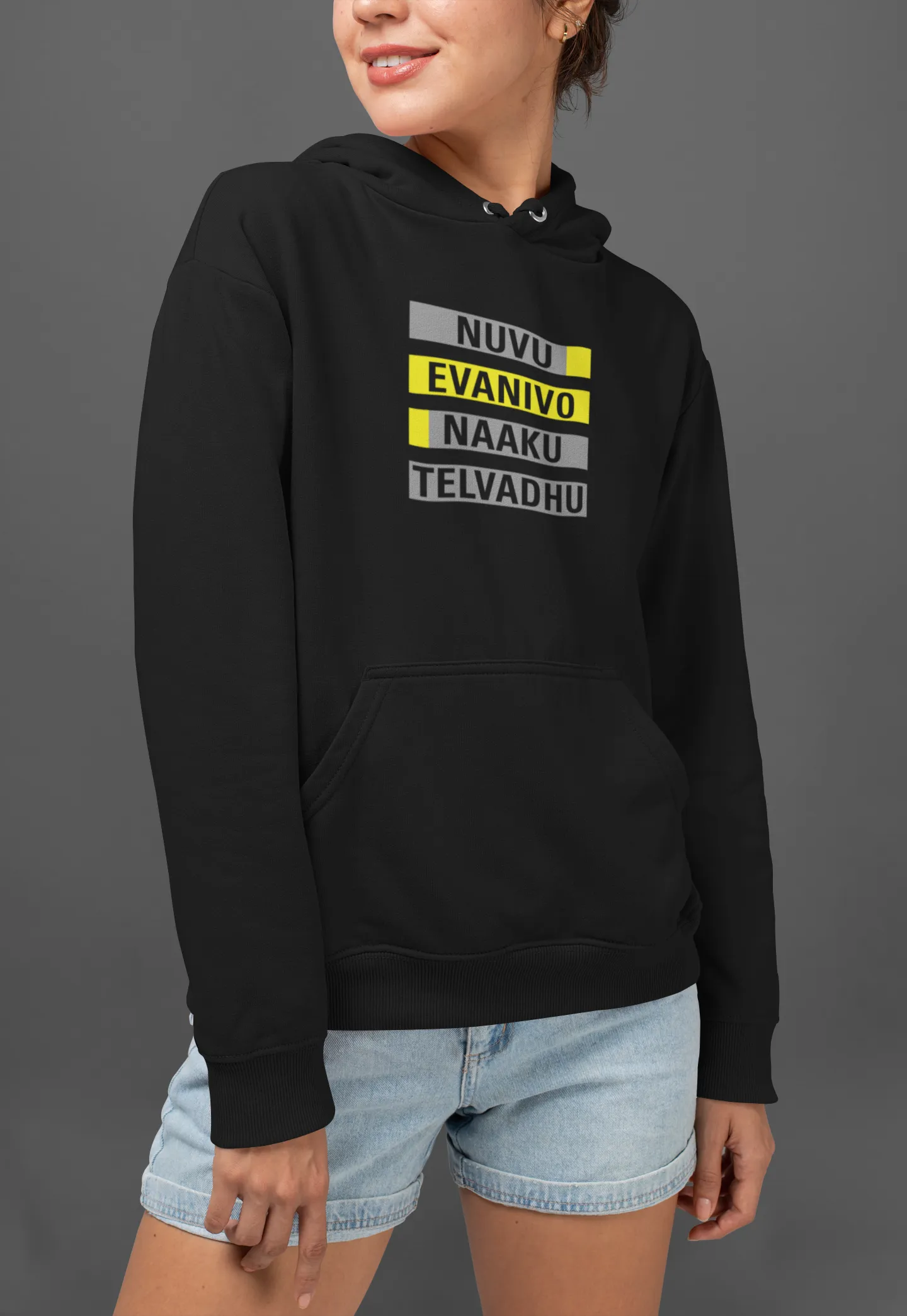 Nuvu Evanivo Naku Telvadhu Unisex Hoodie Black