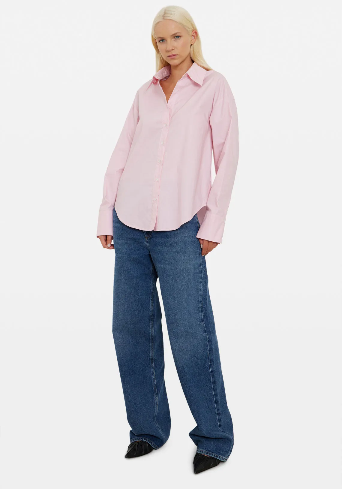 OVERSIZED COTTON POPLIN SHIRT PALE PINK