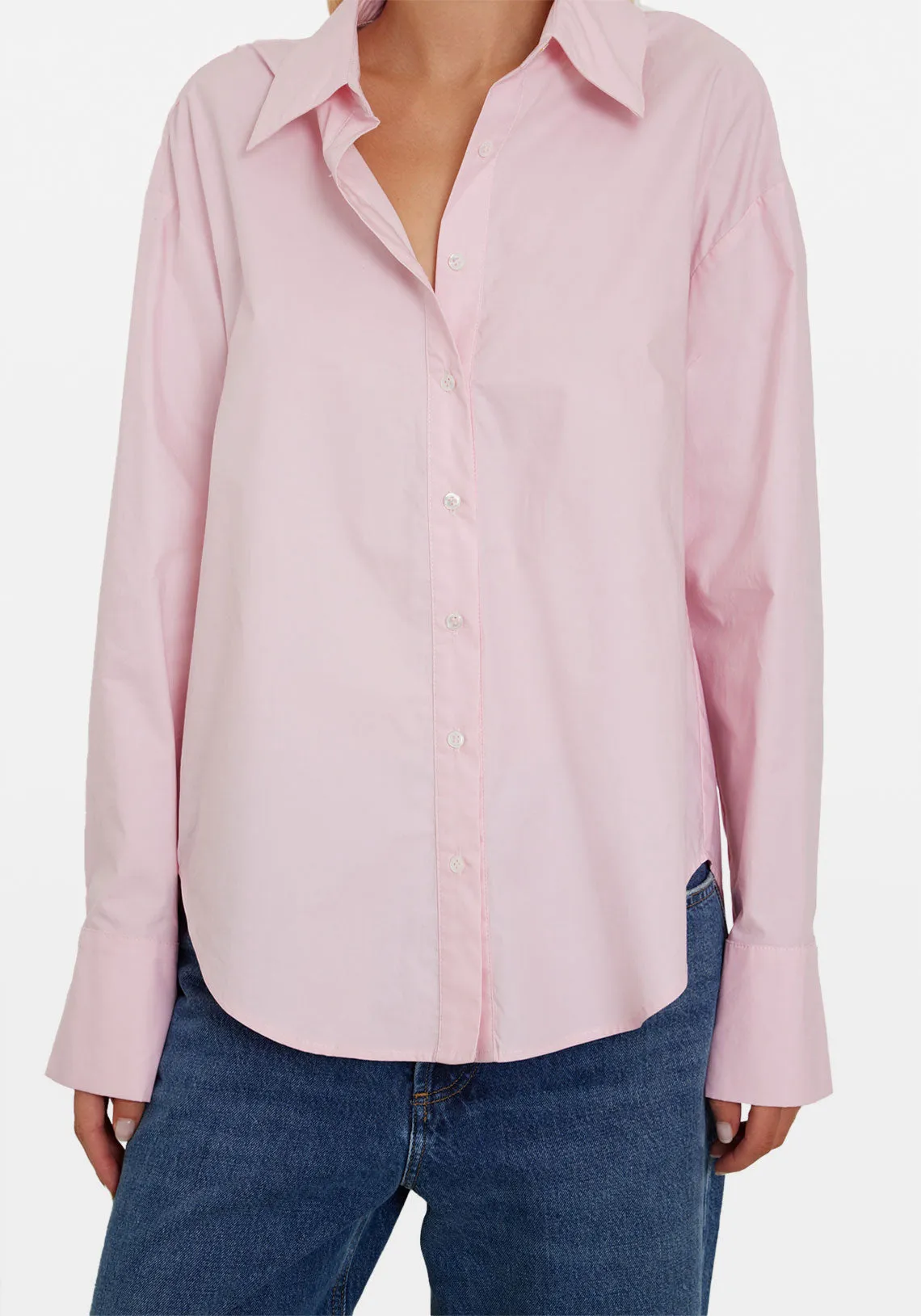 OVERSIZED COTTON POPLIN SHIRT PALE PINK