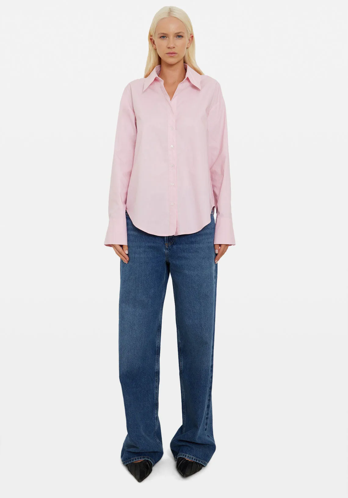 OVERSIZED COTTON POPLIN SHIRT PALE PINK