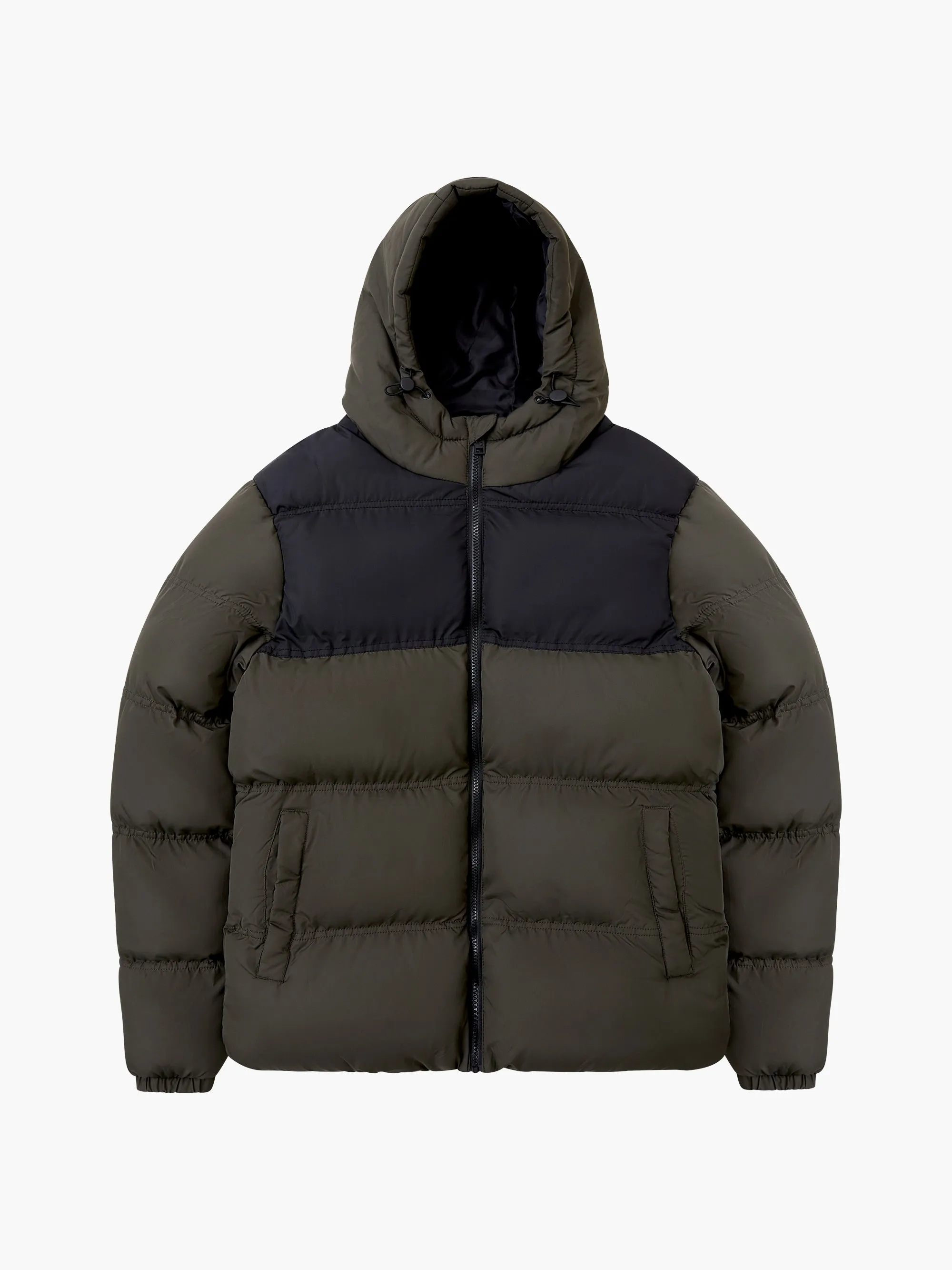 Padded Panel Hooded Mid Length Coat