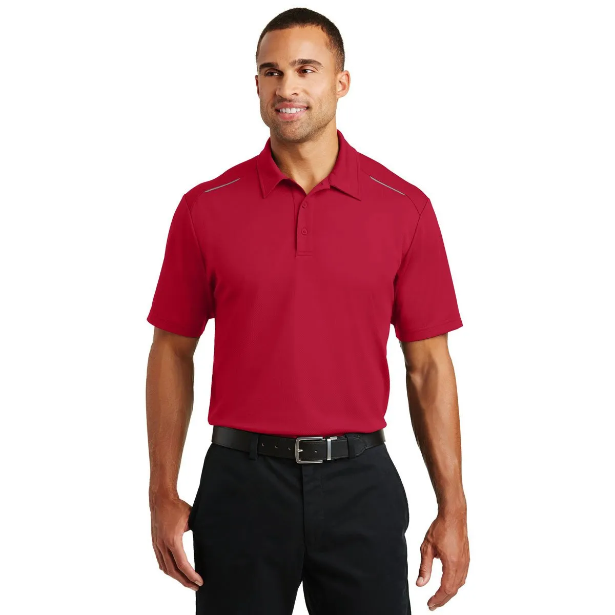 Port Authority Men's Rich Red Pinpoint Mesh Polo