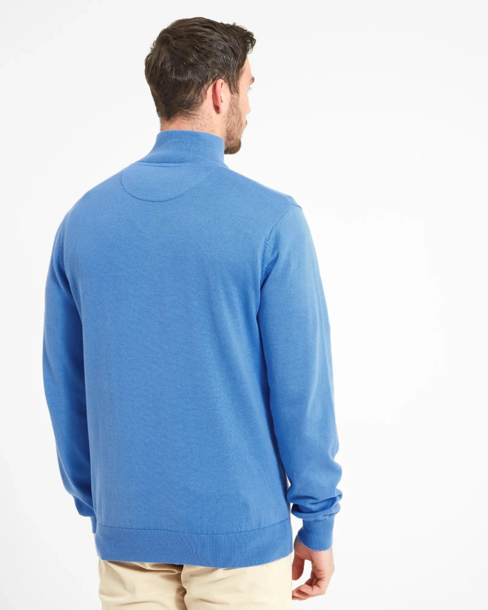 Porthmeor Pima Cotton 1/4 Zip Sweater - Cornflower Blue