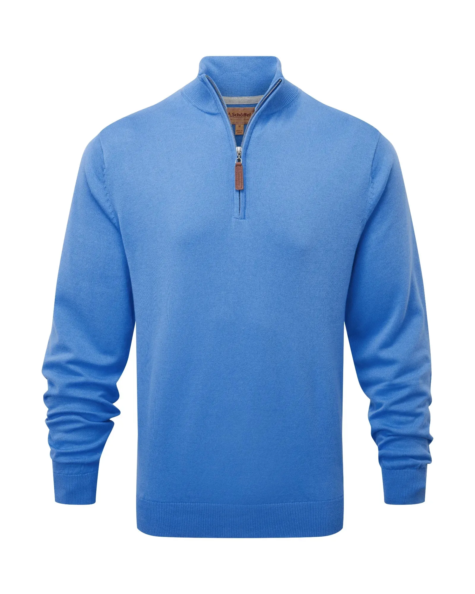 Porthmeor Pima Cotton 1/4 Zip Sweater - Cornflower Blue