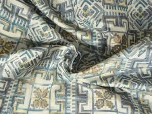 Precut of 1 Meter Light Blue Geometric Premium Modal Chanderi Silk Fabric