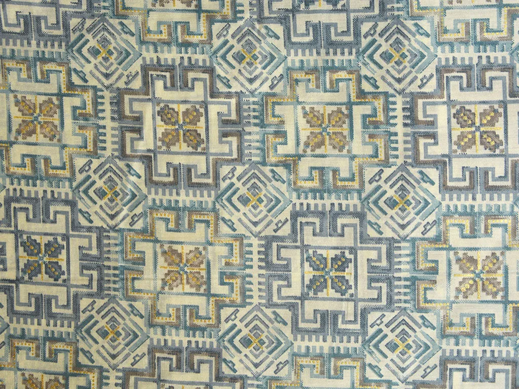 Precut of 1 Meter Light Blue Geometric Premium Modal Chanderi Silk Fabric