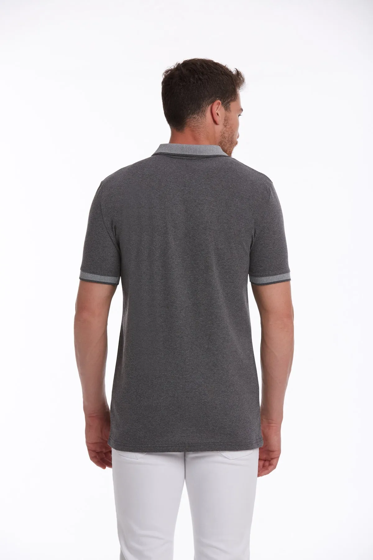 Regular Fit Charcoal Basic Cotton Polo T-Shirt