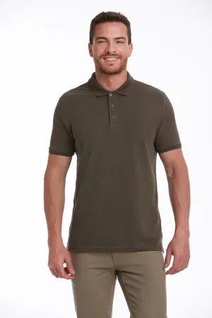 Regular Fit Khaki 100% Cotton Polo T-Shirt