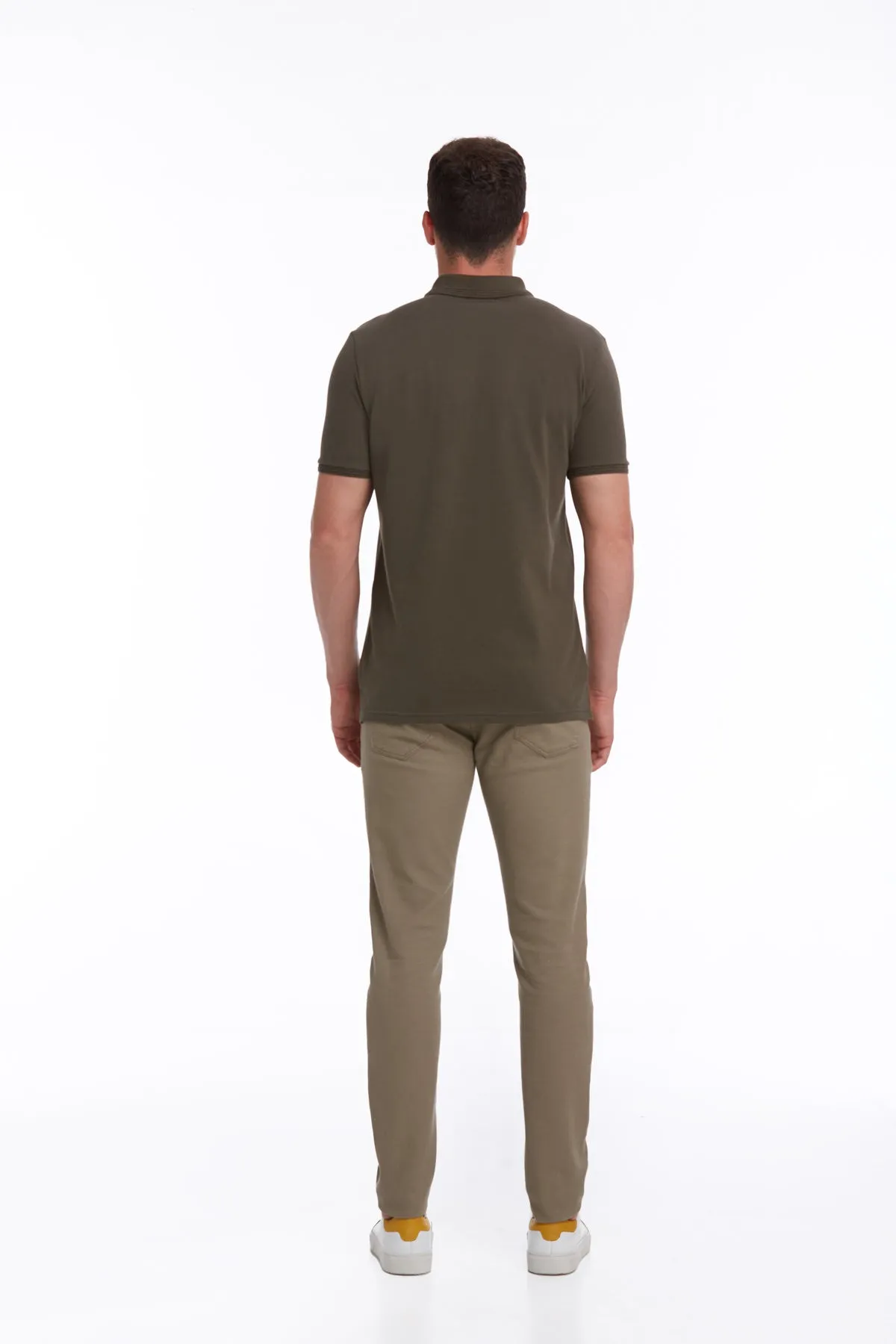 Regular Fit Khaki 100% Cotton Polo T-Shirt