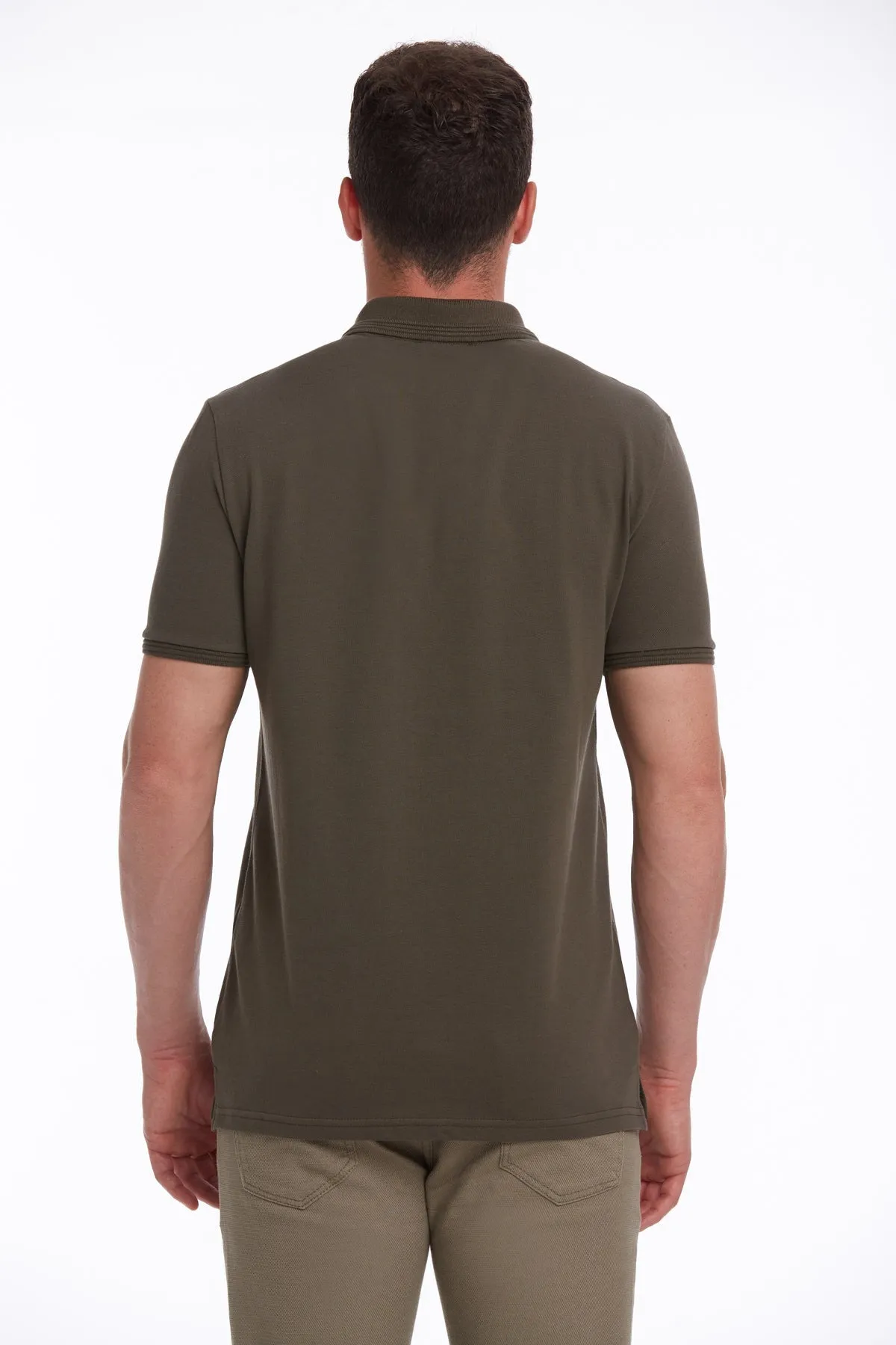 Regular Fit Khaki 100% Cotton Polo T-Shirt