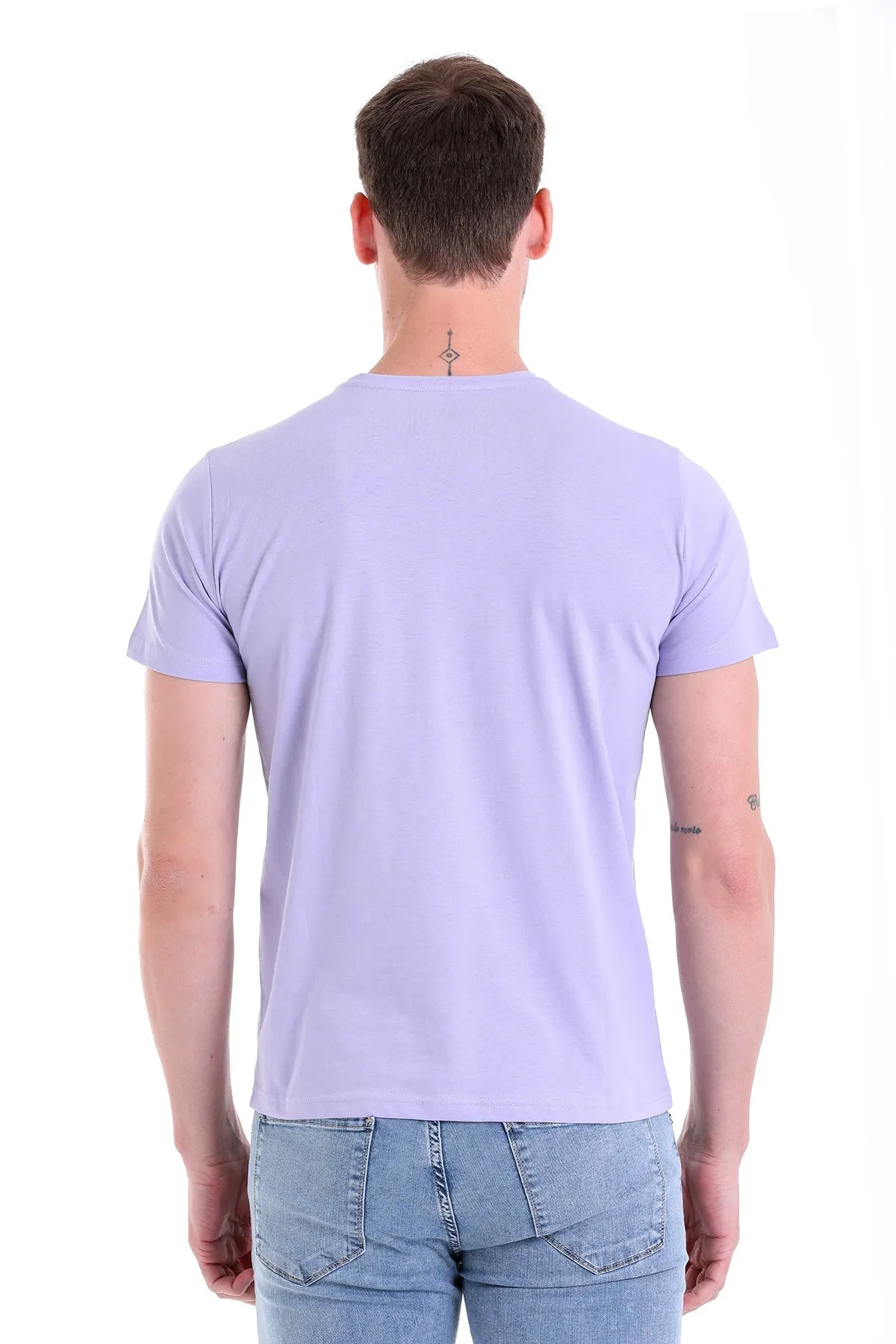 Regular Fit Lilac Basic Cotton Crew Neck T-Shirt