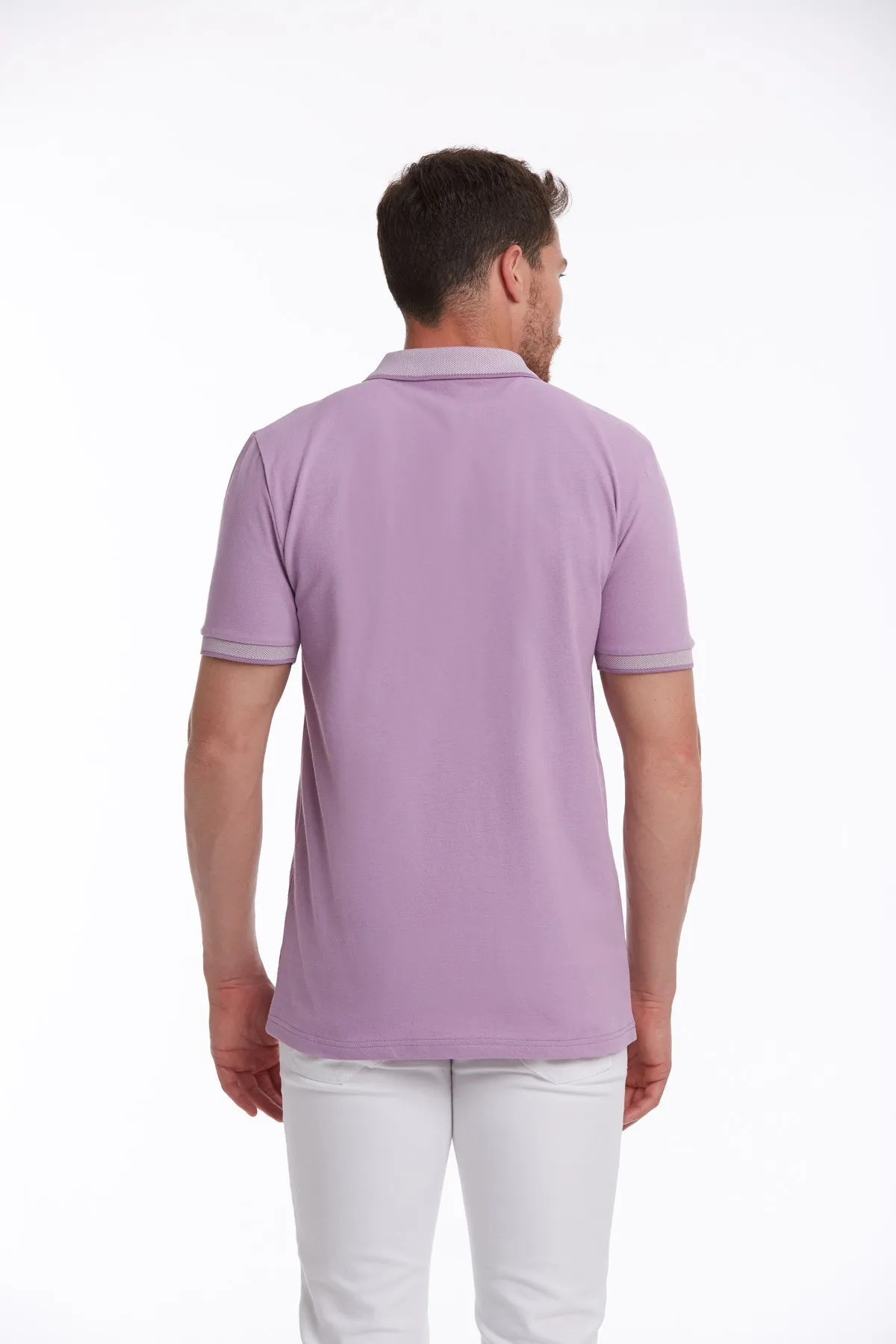 Regular Fit Lilac Basic Cotton Polo T-Shirt