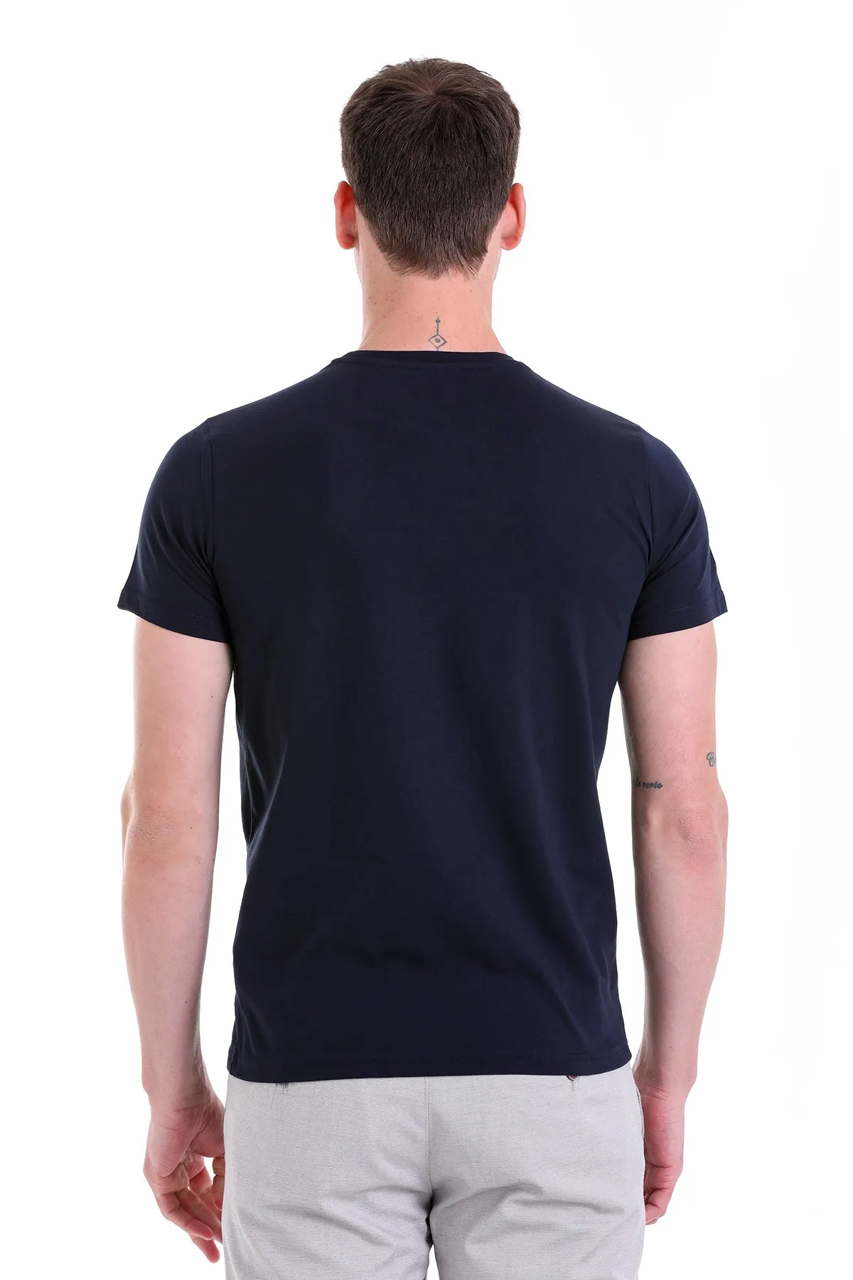 Regular Fit Navy Basic Cotton Crew Neck T-Shirt