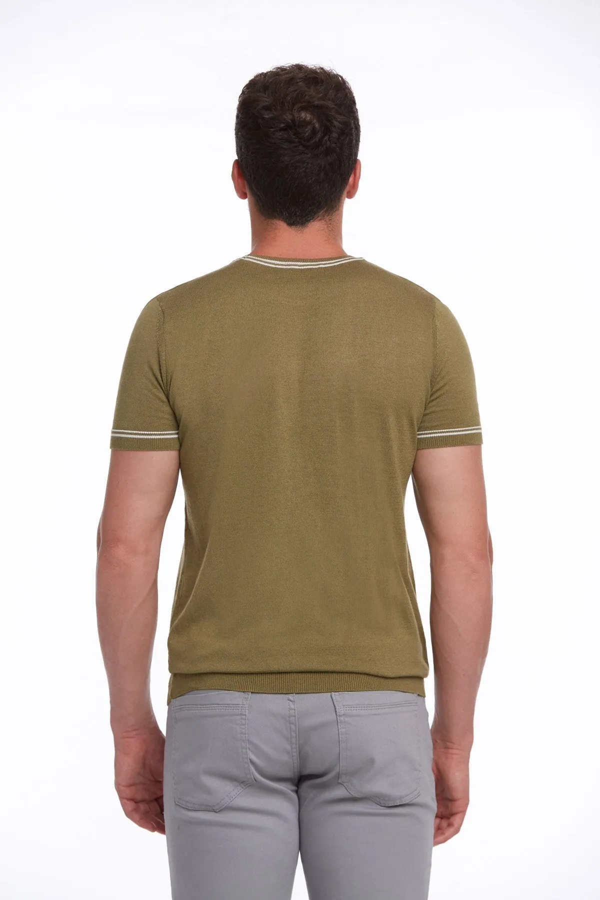 Regular Fit Olive Basic Crew Neck T-Shirt