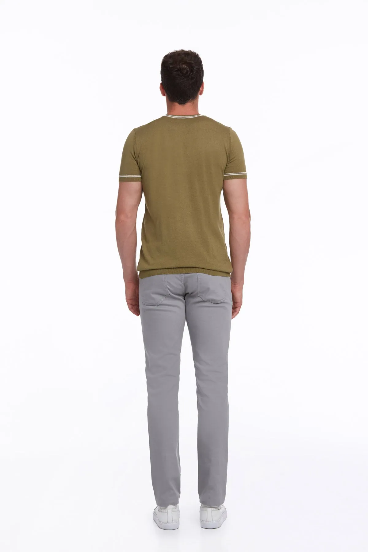 Regular Fit Olive Basic Crew Neck T-Shirt