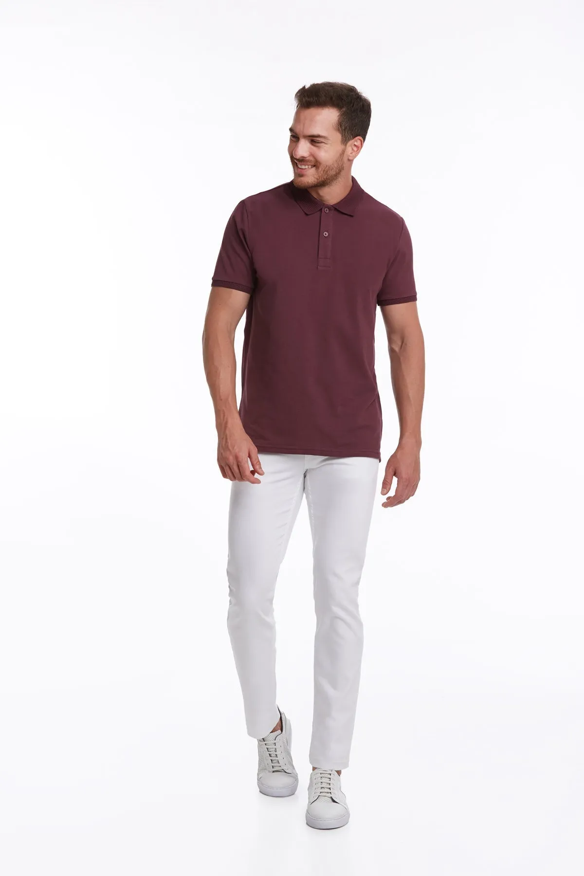 Regular Fit Purple Basic Cotton Polo T-Shirt