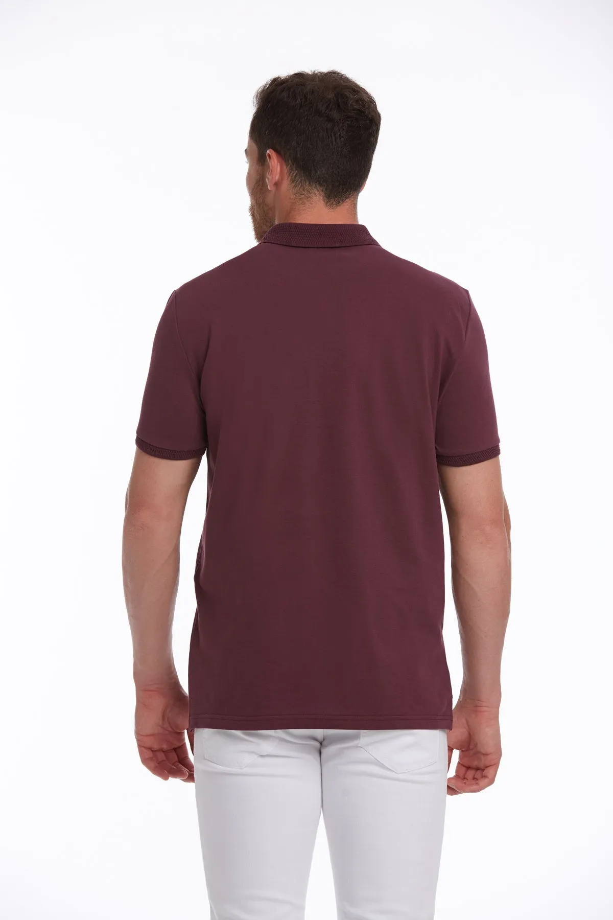 Regular Fit Purple Basic Cotton Polo T-Shirt