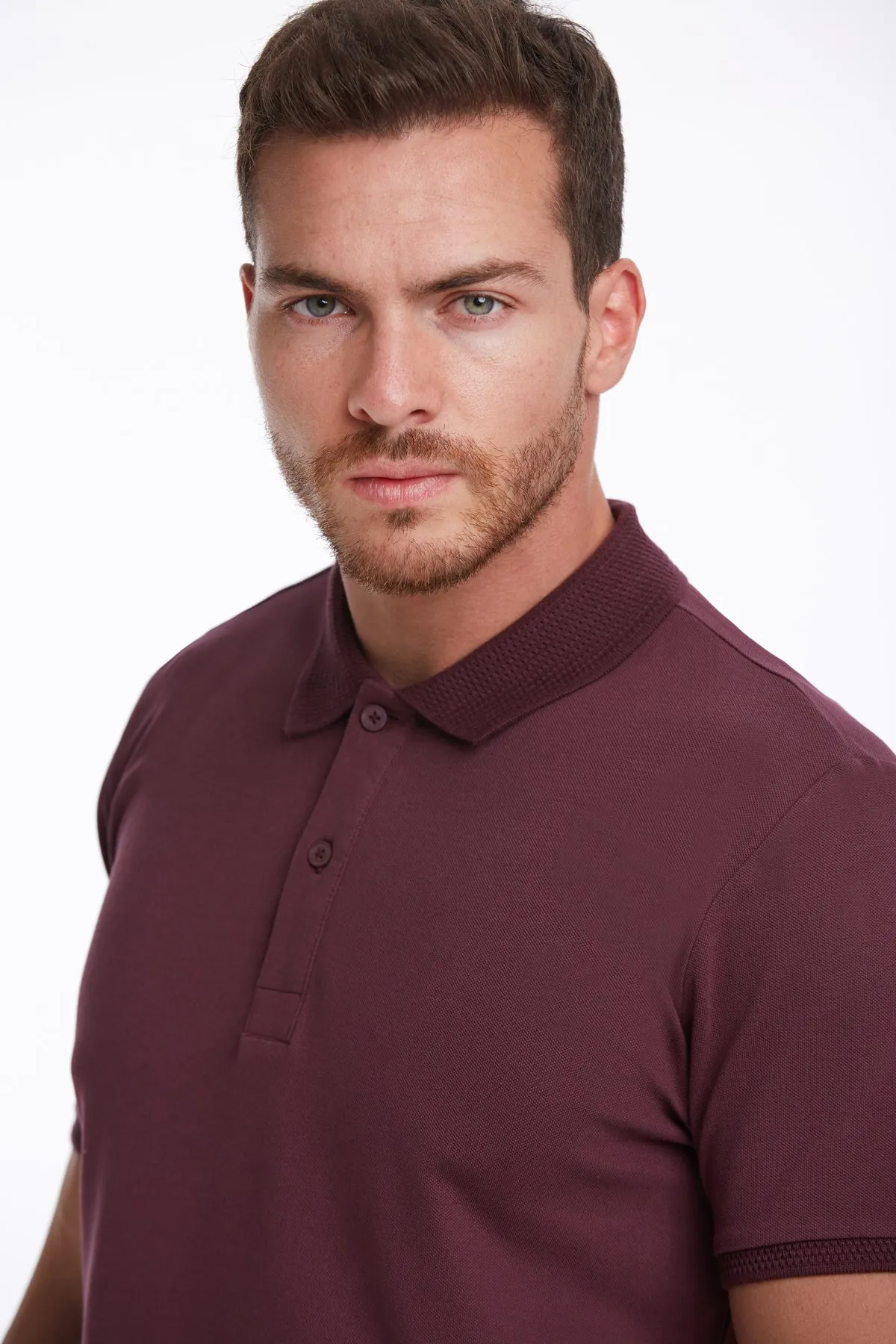 Regular Fit Purple Basic Cotton Polo T-Shirt