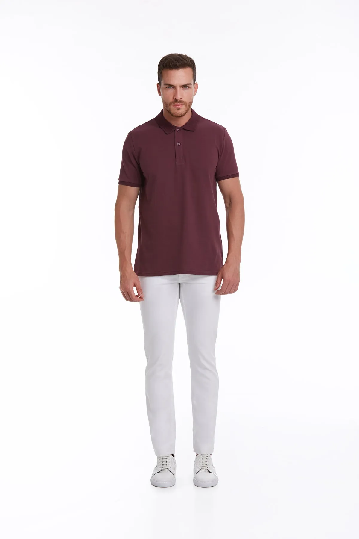 Regular Fit Purple Basic Cotton Polo T-Shirt