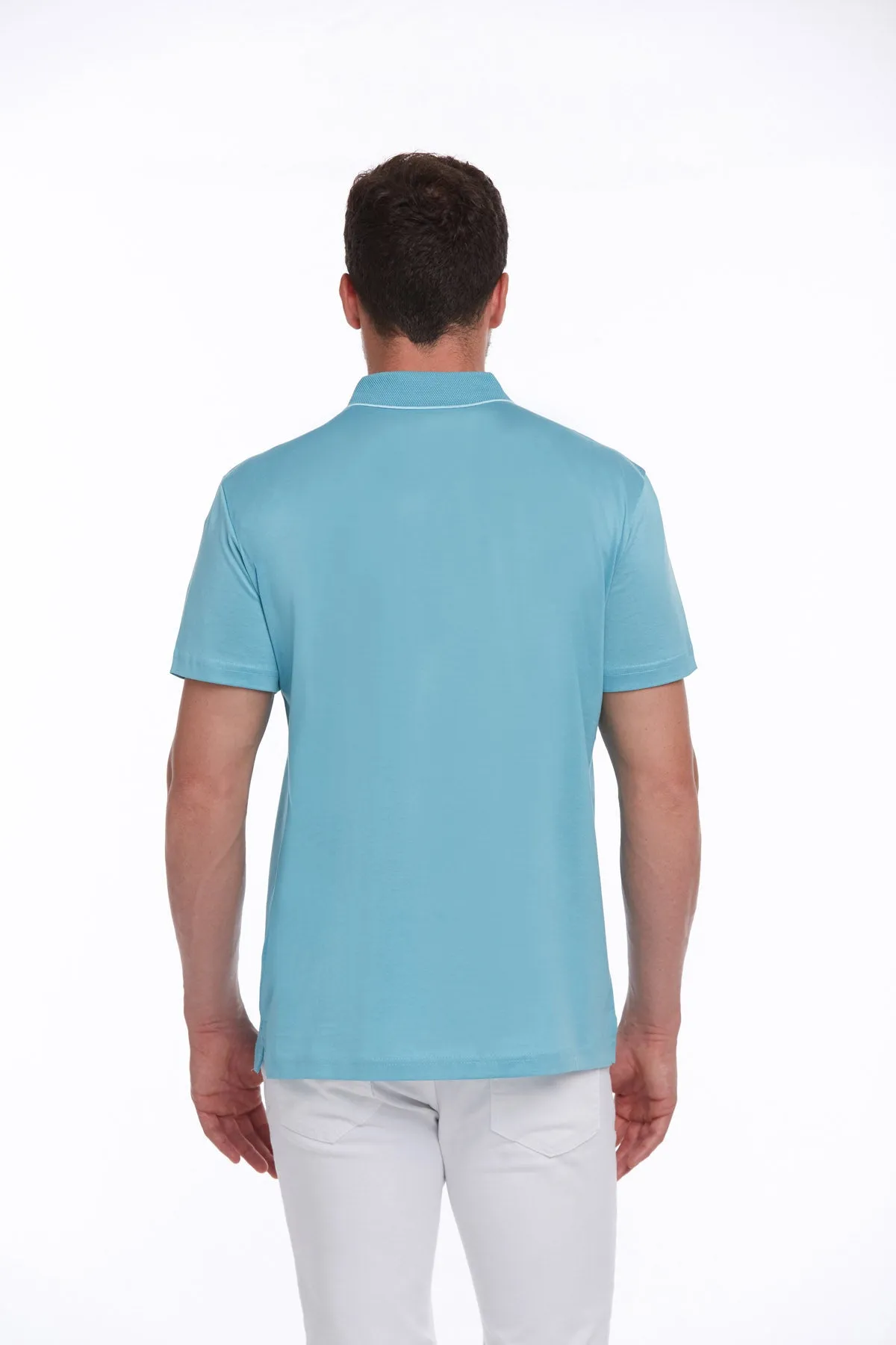 Regular Fit Turquoise Basic Cotton Polo T-Shirt