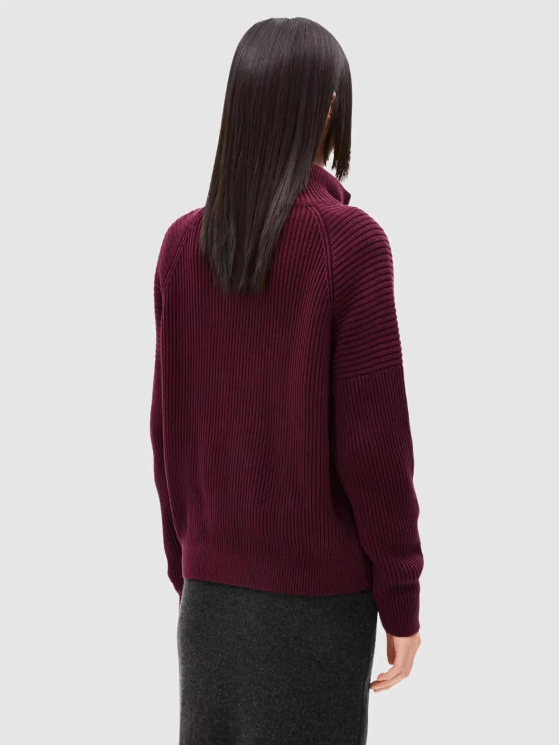 Ronyiaas Sweater Loose Fit Bordeaux Zipped Woman | Armadangels