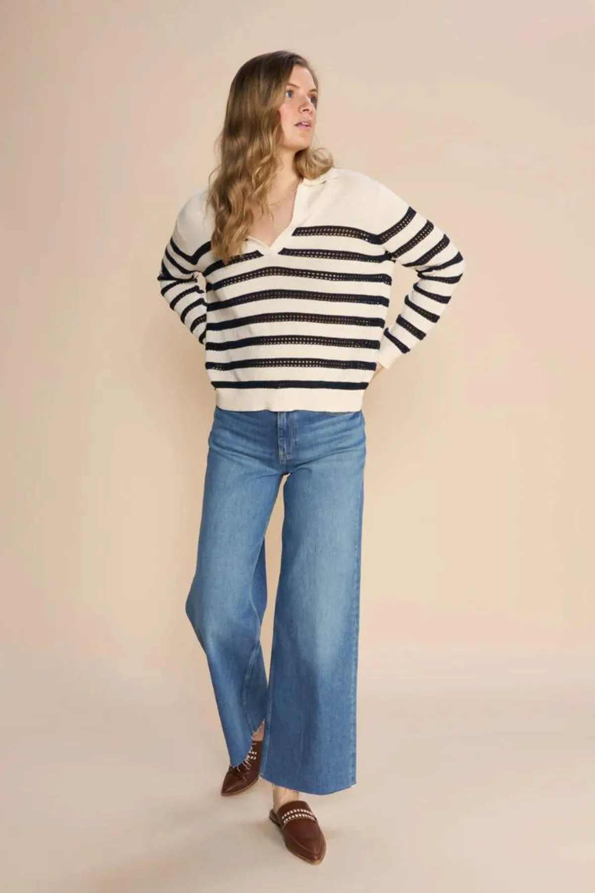 RORA STRIPE KNIT ECRU