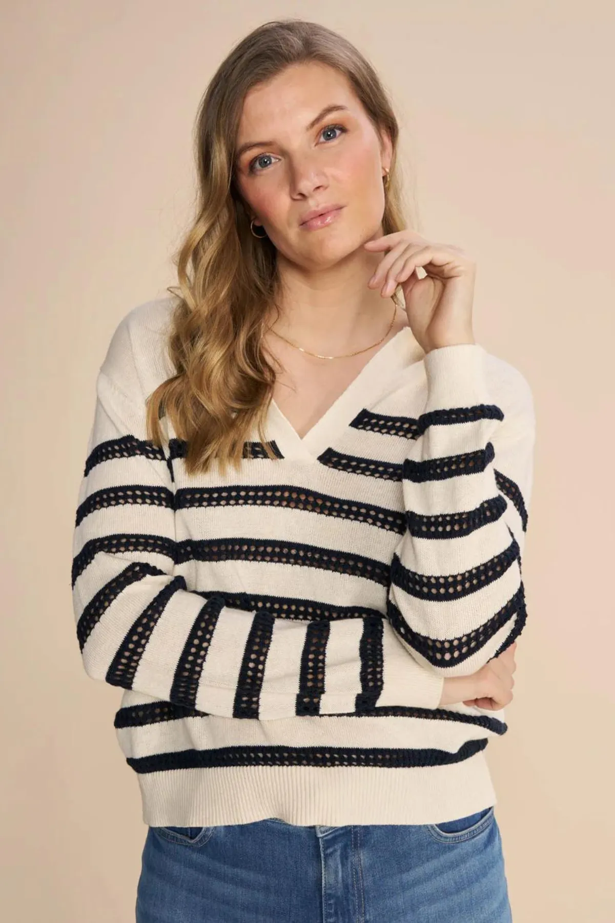 RORA STRIPE KNIT ECRU