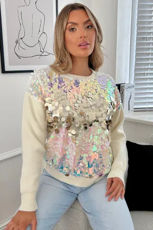 Rylie Cream Sequin Jumper