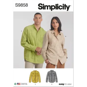 Simplicity Sewing Pattern S9858 Unisex Shirts