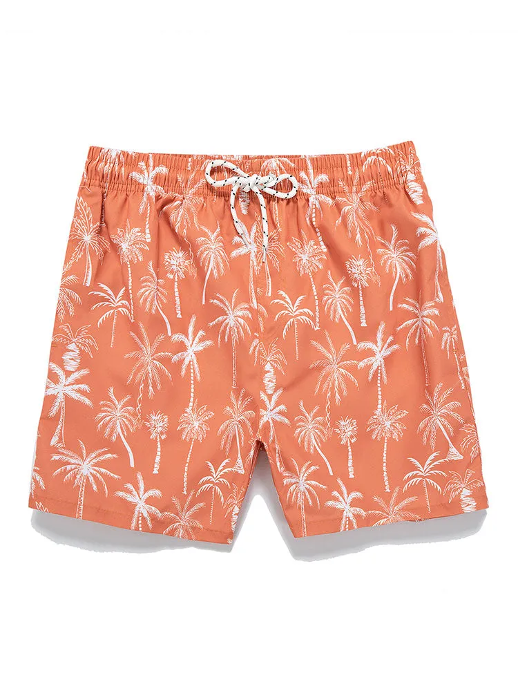 Skeleton On Vacation Graphic T-Shirts & Palm Tree Print Swim Shorts