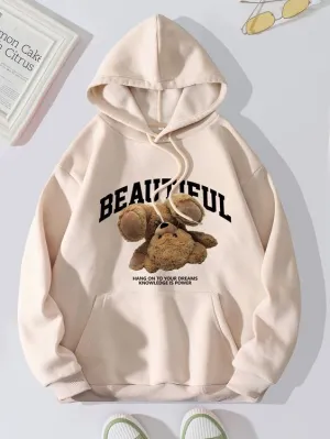 Skin Beautiful Bear Printed Hoodie