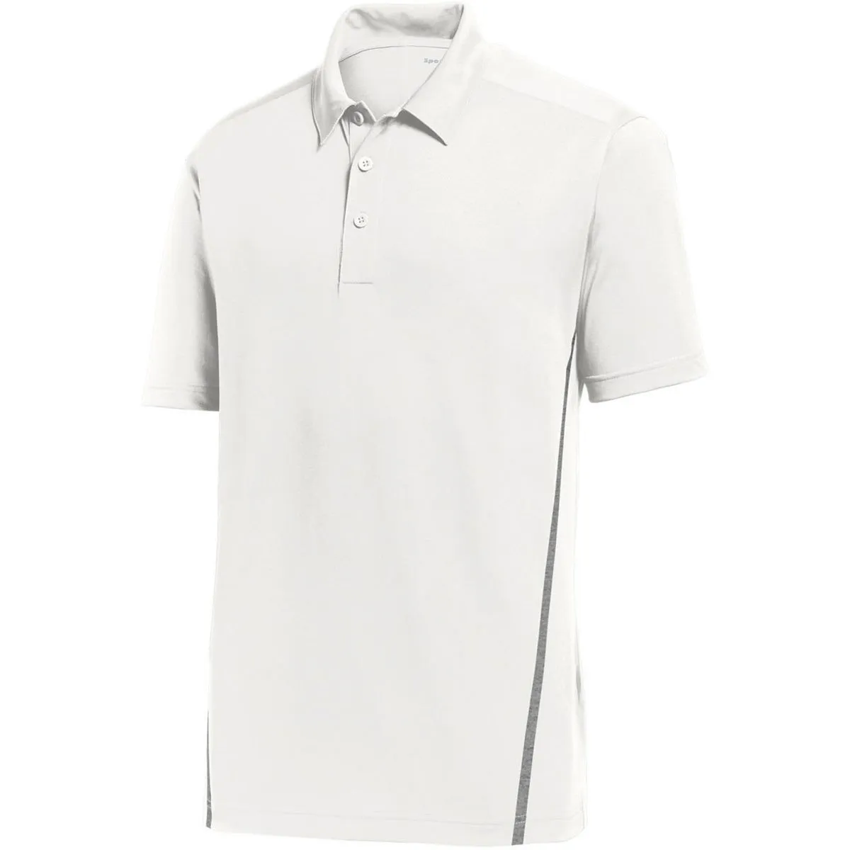 Sport-Tek Men's White/Heather Grey Contrast PosiCharge Tough Polo