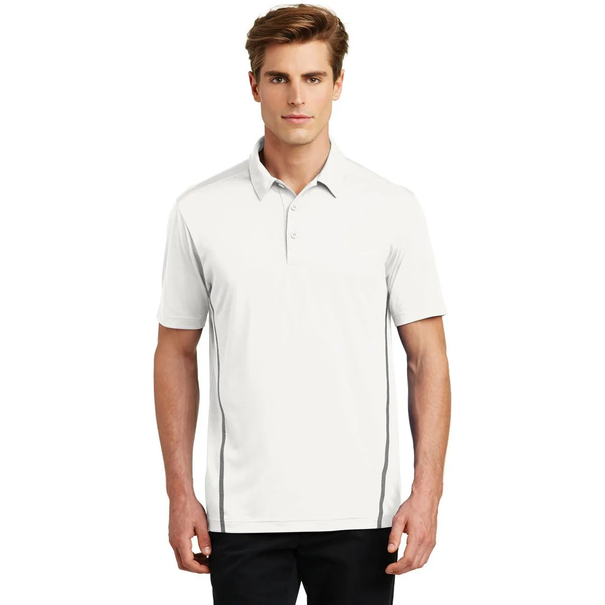 Sport-Tek Men's White/Heather Grey Contrast PosiCharge Tough Polo