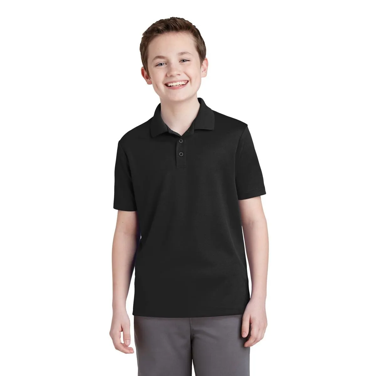 Sport-Tek Youth Black PosiCharge RacerMesh Polo