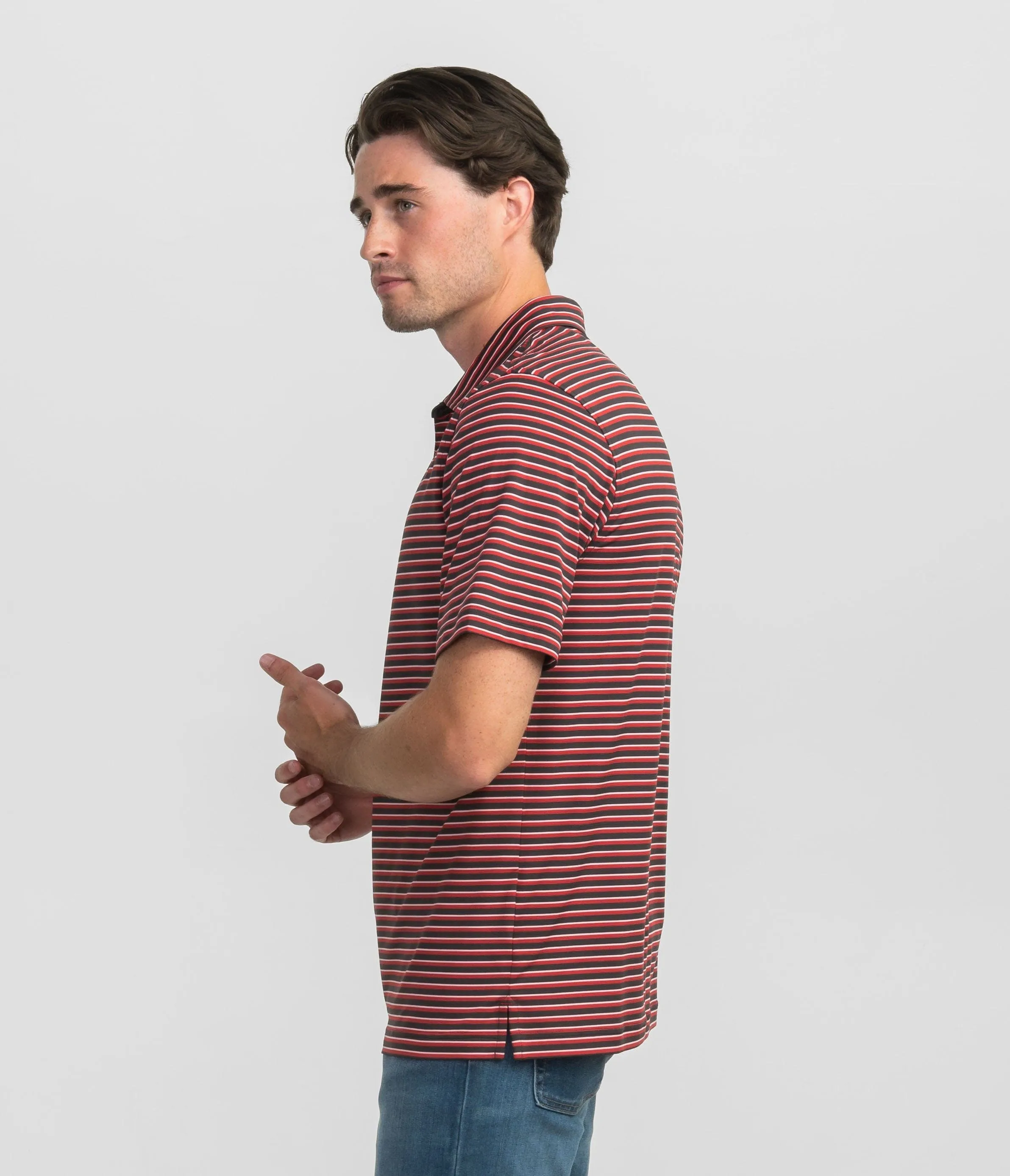 Starting Lineup Stripe Polo - Red Zone