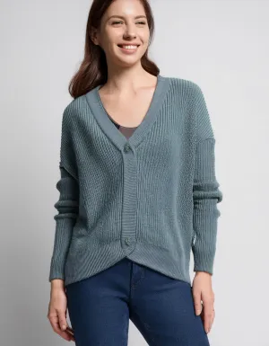 Steel Blue V-Neck Cardigan