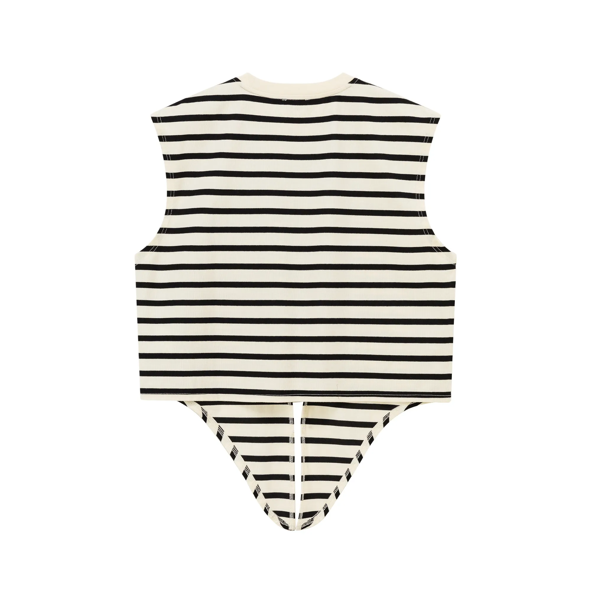 Striped Front Tie Loose Fit Sleeveless T-Shirt