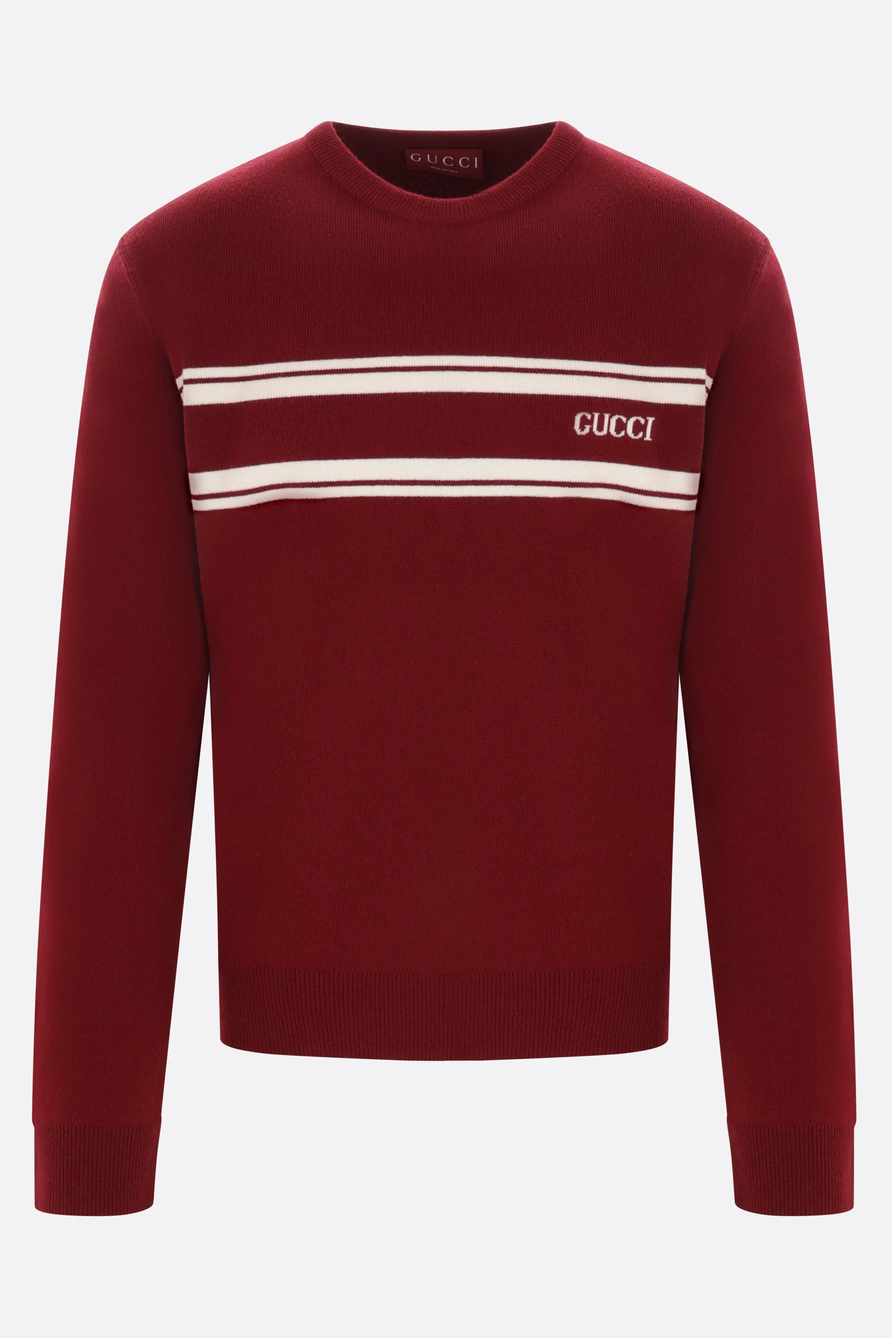 Striped Logo Wool-Cashmere Pullover Sweater