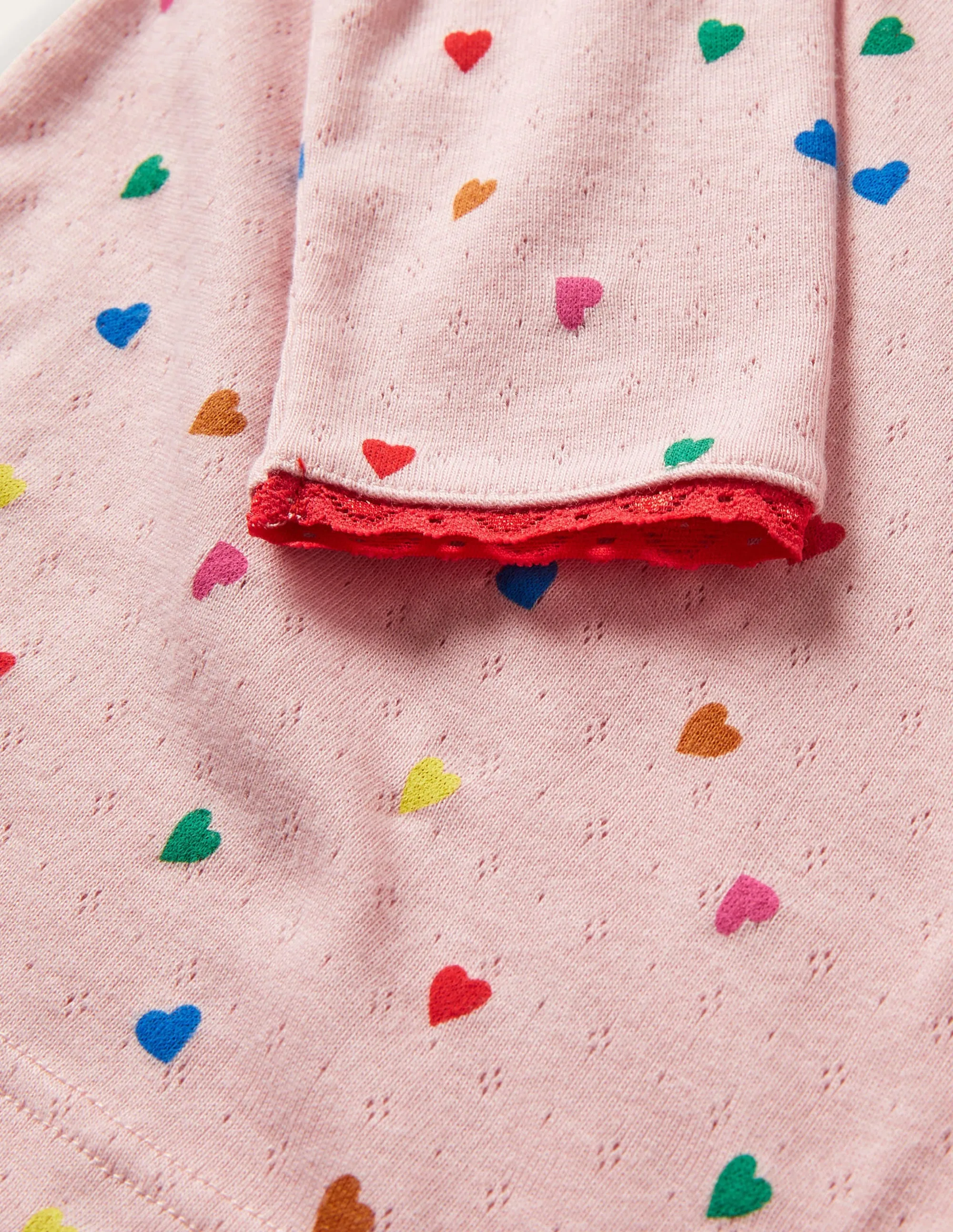 Supersoft Pointelle T-shirt-Pink Hearts