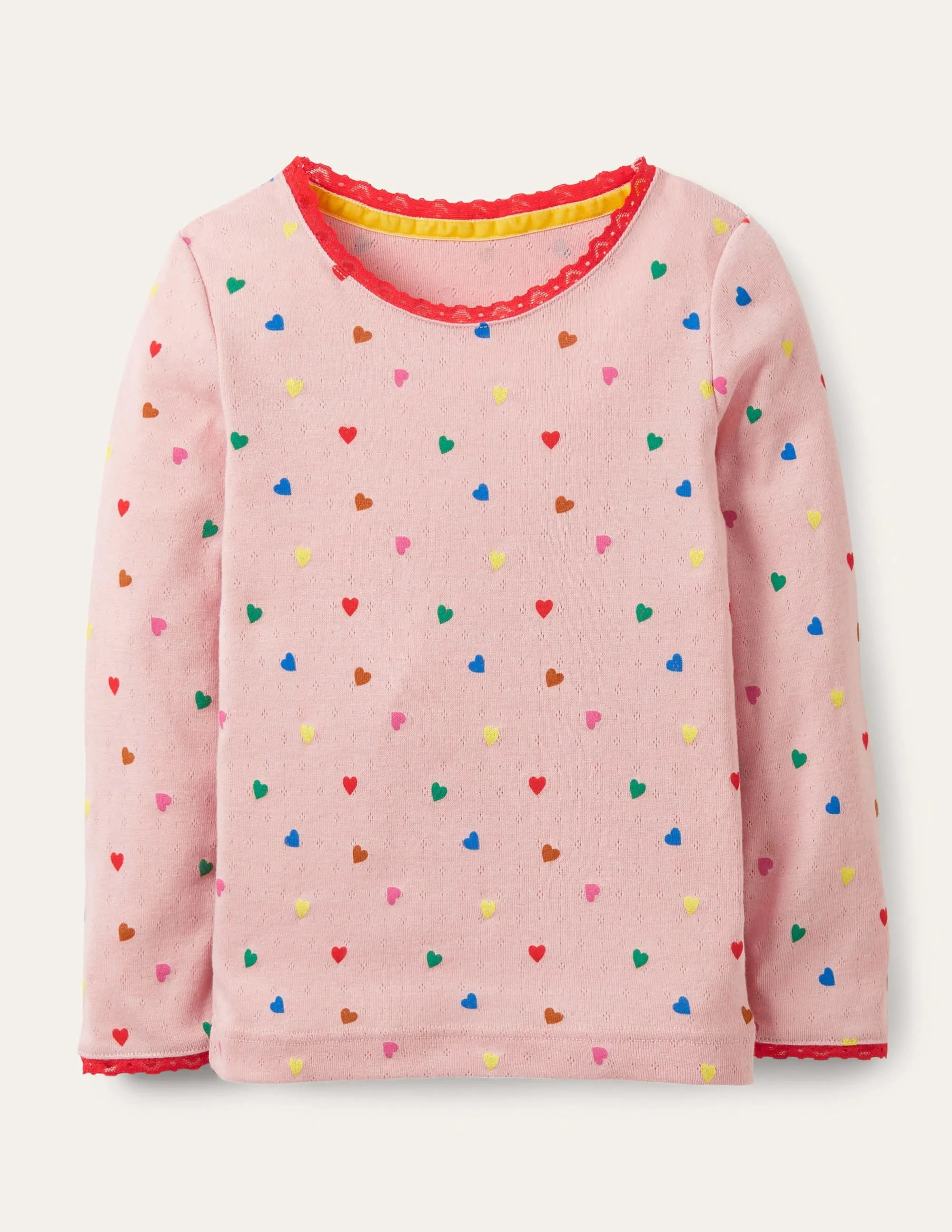 Supersoft Pointelle T-shirt-Pink Hearts