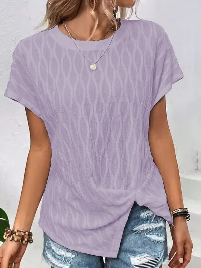 Temu Chic Summer Bat Sleeve Tee