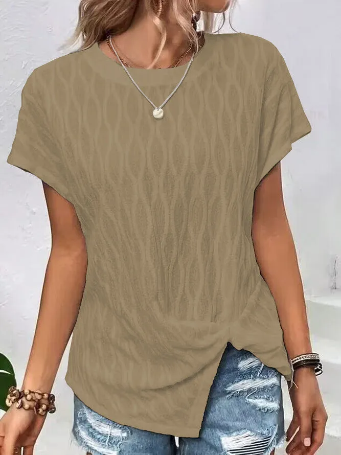 Temu Chic Summer Bat Sleeve Tee