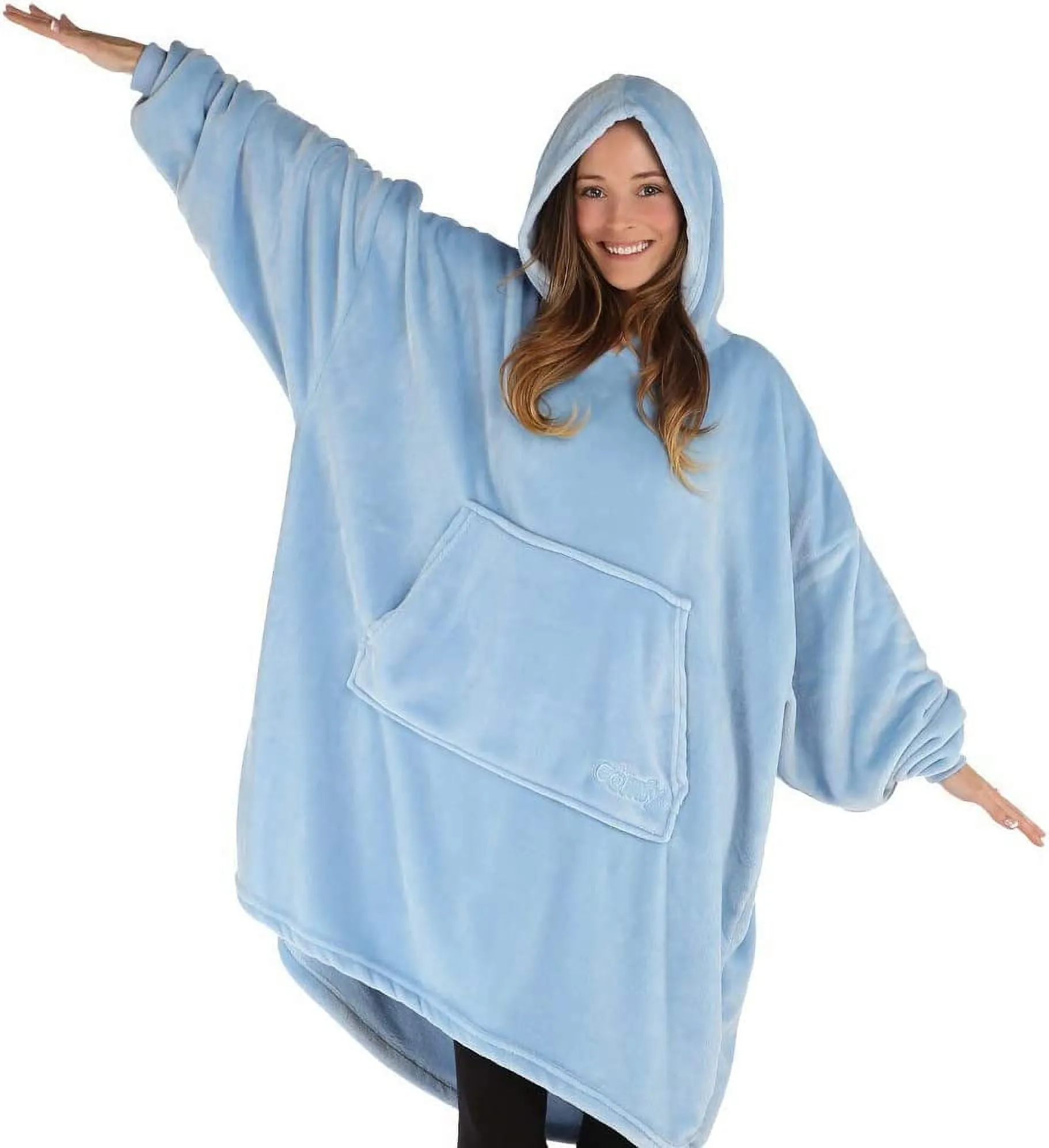 The Comfy Dream Microfiber Wearable Hoodie for Adults with Pocket, Sky Blue