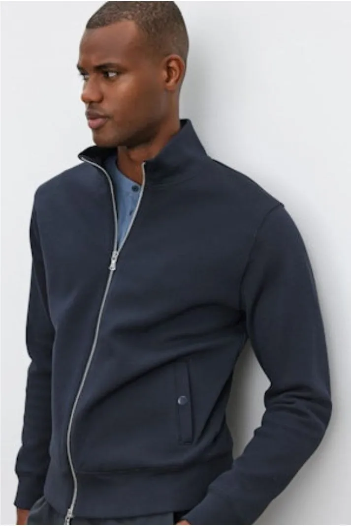 Velvet by Graham & Spencer Men's Rydell Pique Mock Neck Zip Jacket  | Navy