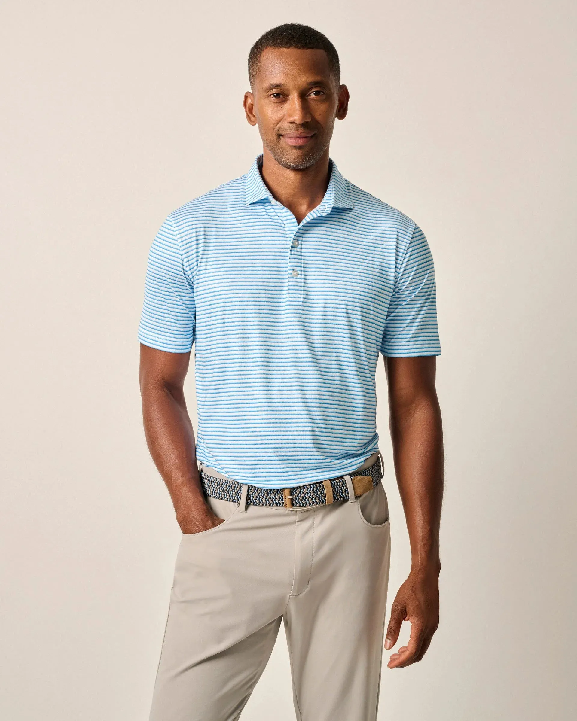 Warwick Striped Featherweight Performance Polo in Riviera by Johnnie-O