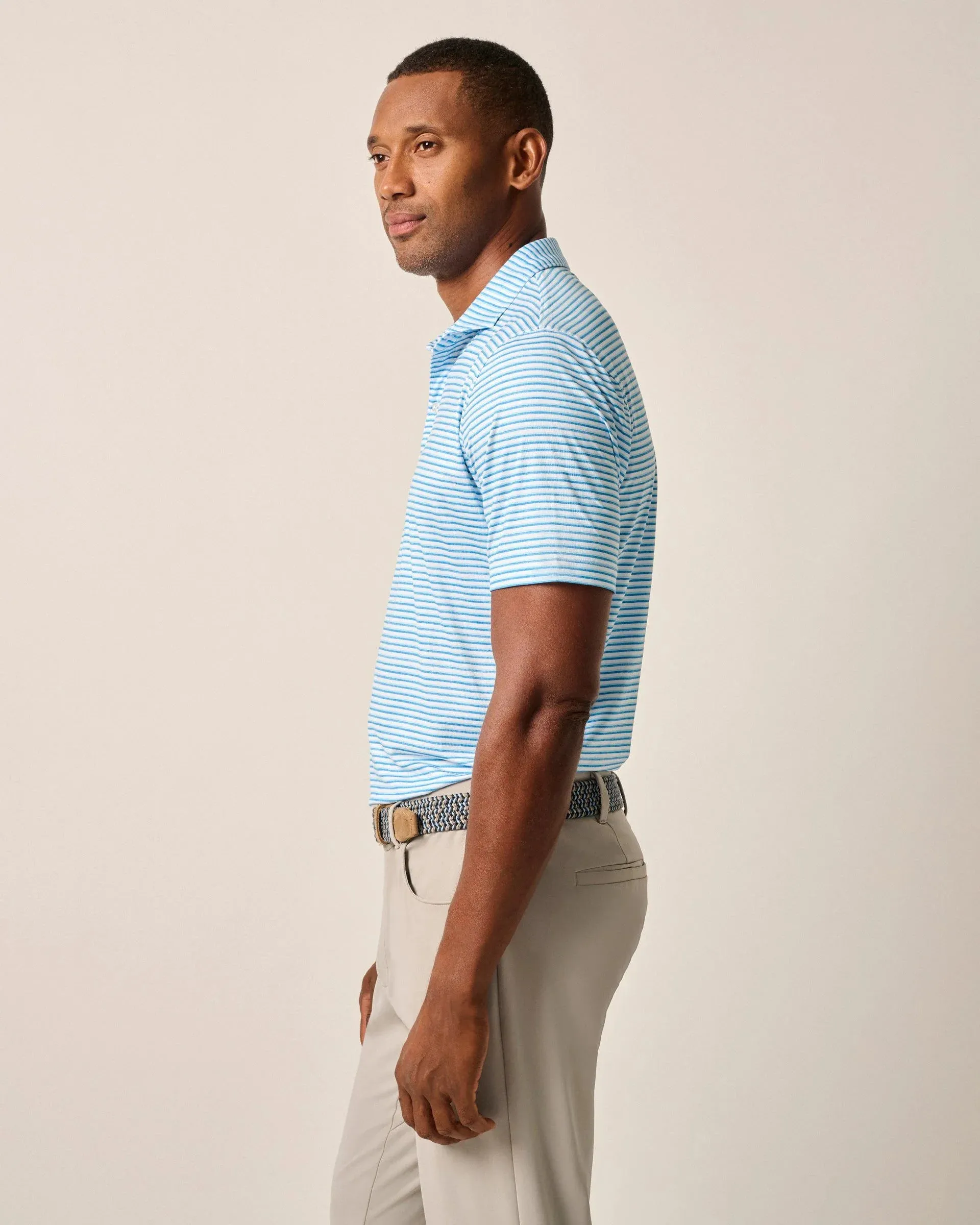 Warwick Striped Featherweight Performance Polo in Riviera by Johnnie-O