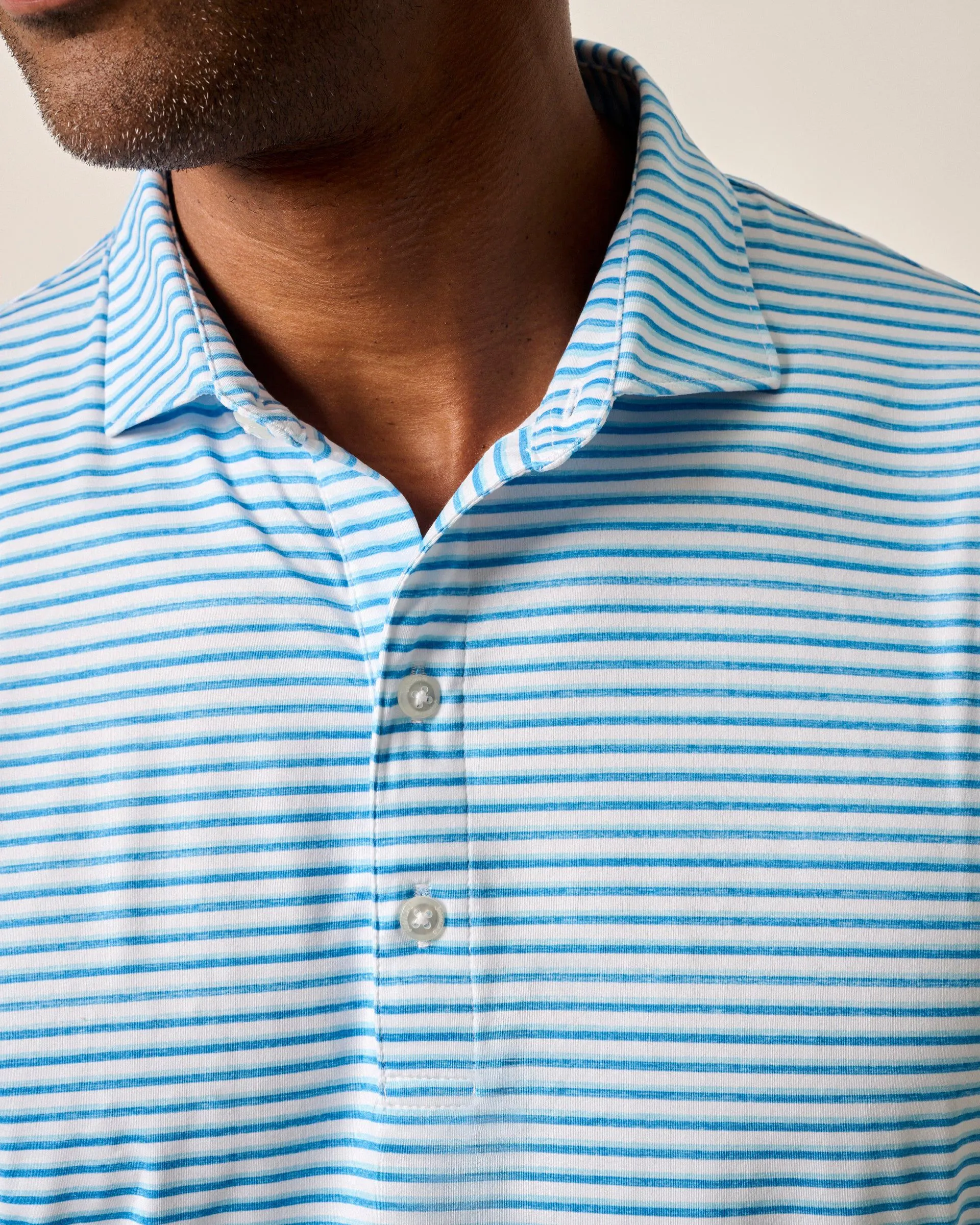 Warwick Striped Featherweight Performance Polo in Riviera by Johnnie-O