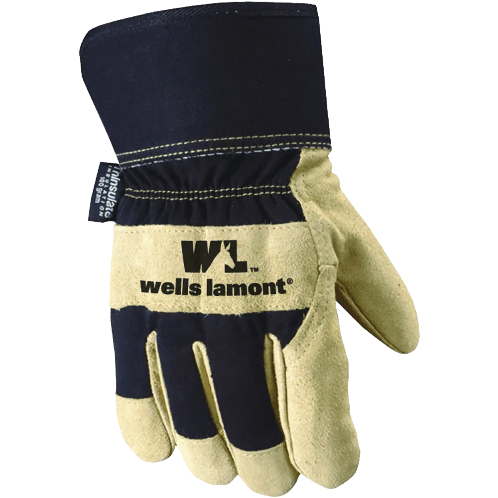 Wells Lamont 5130XL Safety Cuff G100 Thinsulate Work Glove with Palomino Suede Cowhide