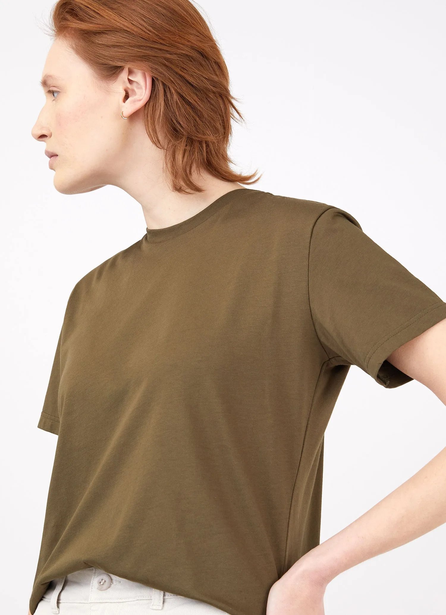 Women's Boy Fit T-shirt in Dark Moss