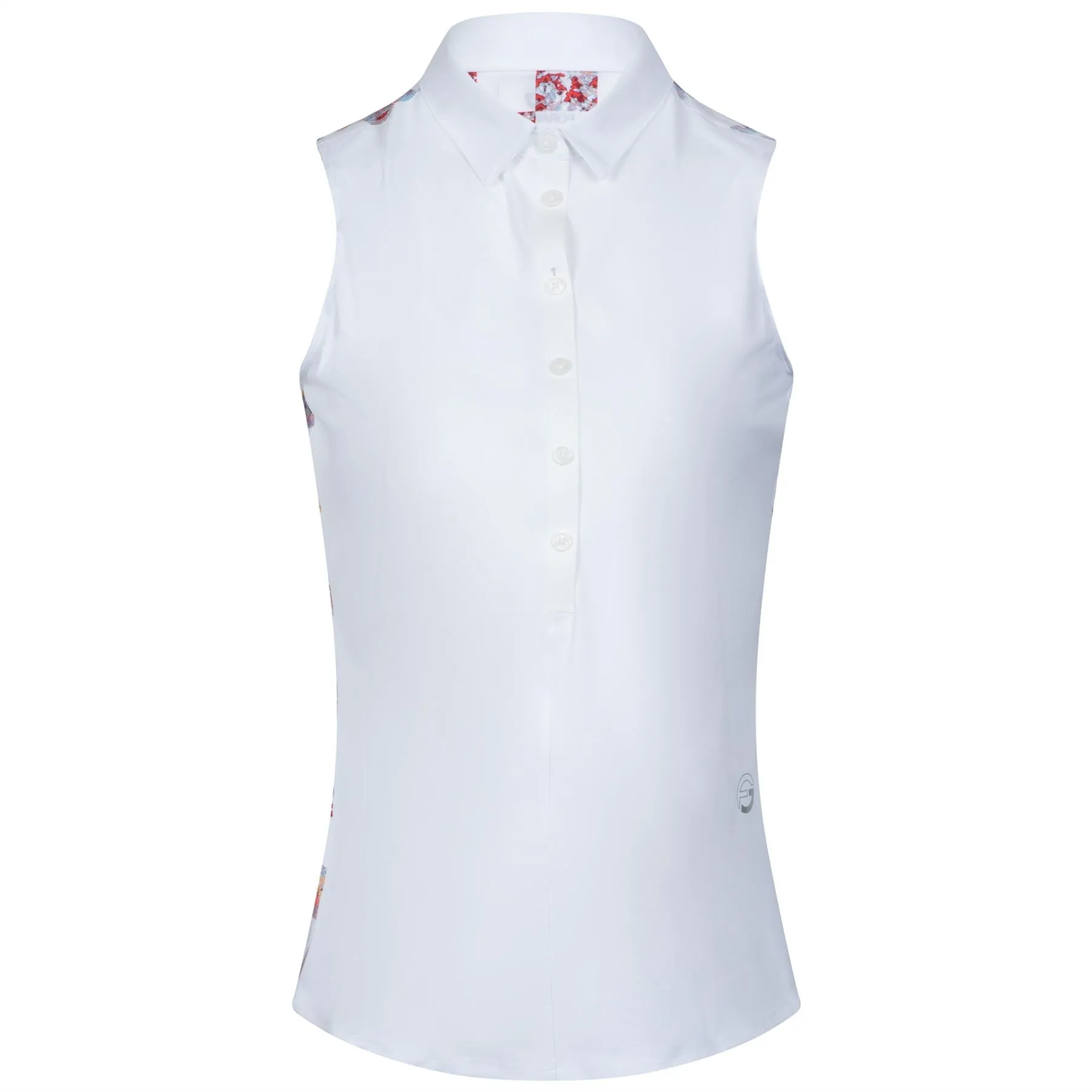 Womens Printed back Sleeveless Polo White Check Floral - SS23